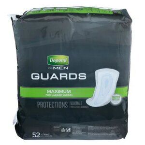 New & Unopened ~ Depend For Men Maximum Larger Surges Guards - 52 Count